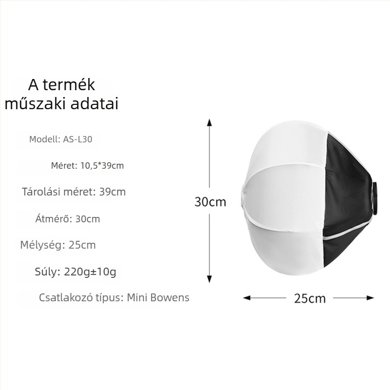 Mini Baorong kézi világító eszközhöz diffúz fénykészülék, Nylon ABS/Oxford anyagból, tömeg 0,22 kg, maximális terhelés 2 kg alatt