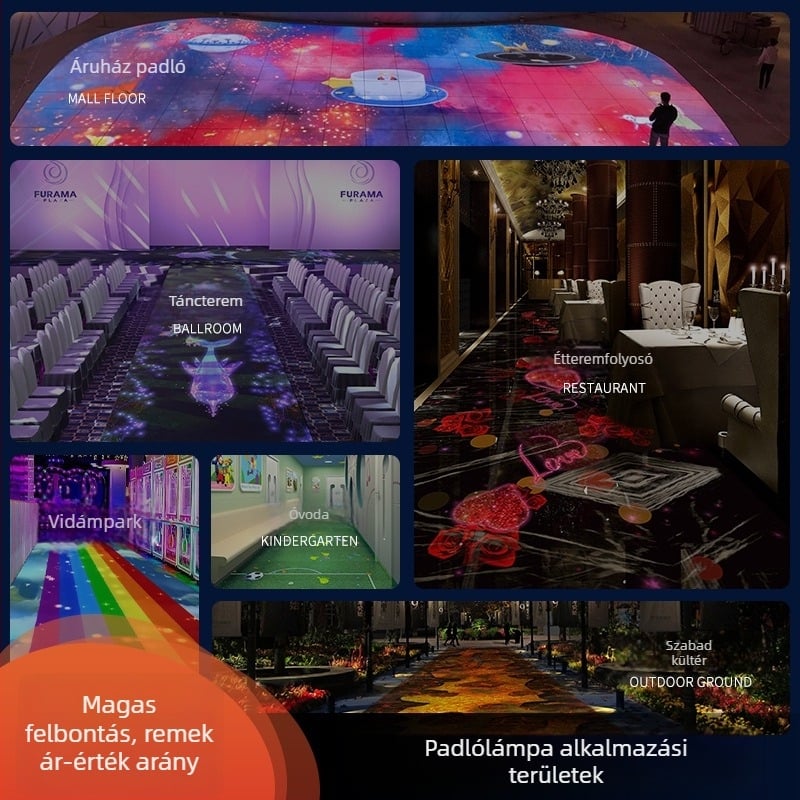 Padlóra helyezhető interaktív 3D holografikus projektor – Modell zs-3777, 1080P, 3600 fényerő, 350W