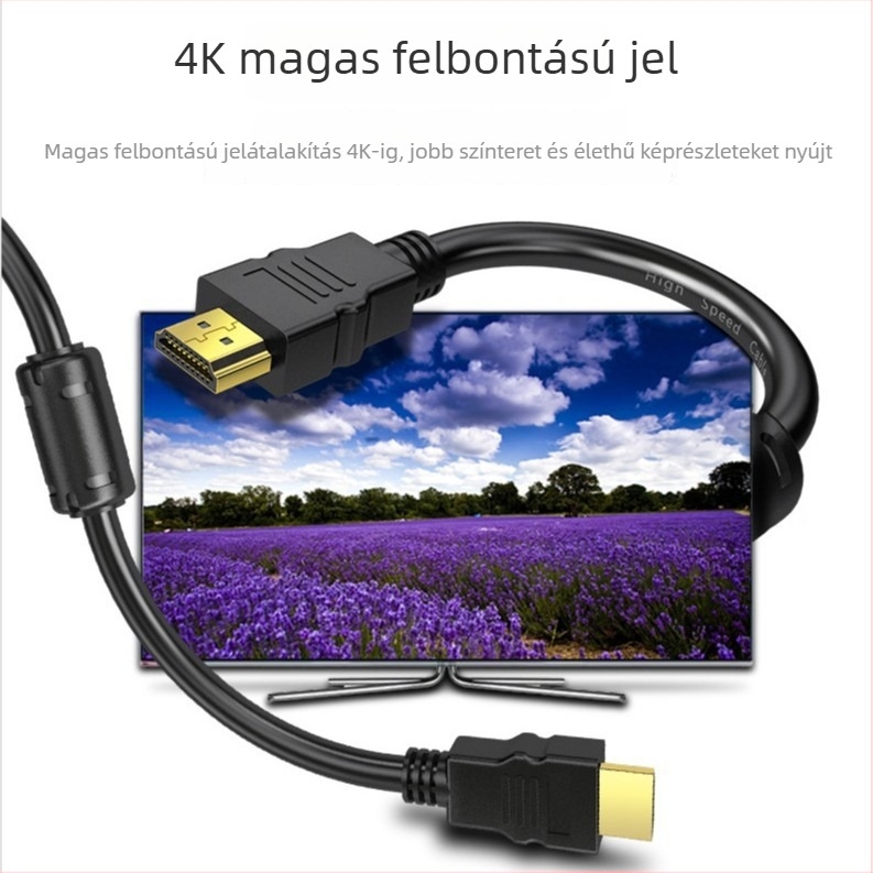 HDMI kábel verzió 2.0, 4K támogatás, réz vezetők, aranyozott csatlakozók, dupla ferrit mag