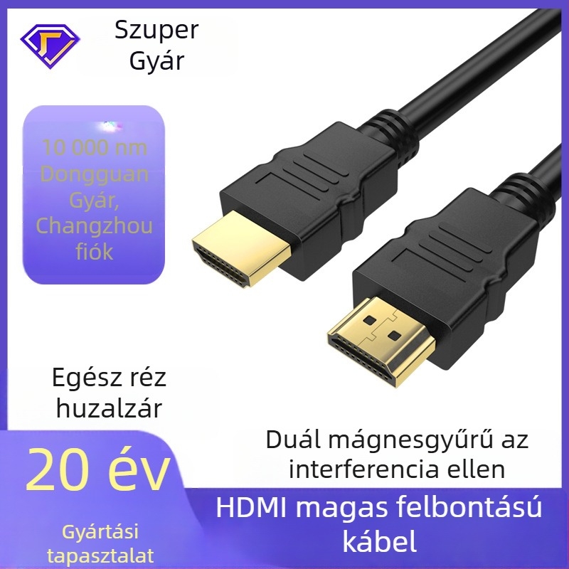 HDMI kábel verzió 2.0, 4K támogatás, réz vezetők, aranyozott csatlakozók, dupla ferrit mag