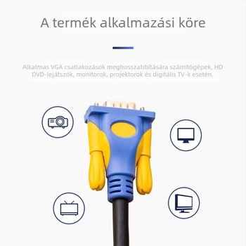 Aranyozott oxigénmentes réz VGA-kábel projektorhoz, férfi–férfi csatlakozó, 1,5 m