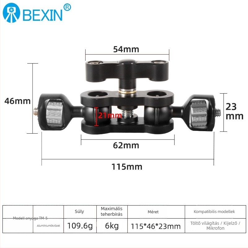 BEXIN TM-5 Univerzális mágikus kar mikrofonhoz és monitorhoz, alumínium ötvözetből, többirányú állítás, teherbírás max 6 kg