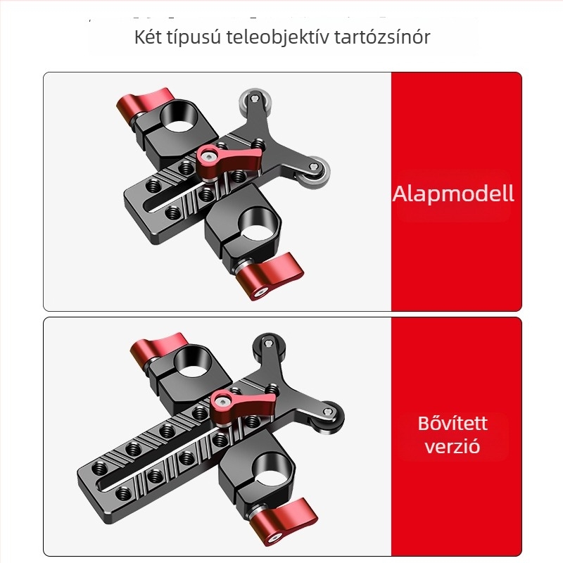 Teleobjektív objektív tartó 15 mm csőbilincs és pan/tilt alap – Modell 8170, alumíniumötvözet, 118 g