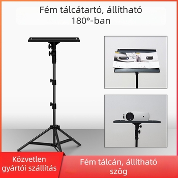 Padlón álló projektor állvány, állítható, multifunkcionális tartóval és tálcával