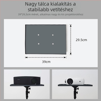Padlón álló projektor állvány, állítható, multifunkcionális tartóval és tálcával