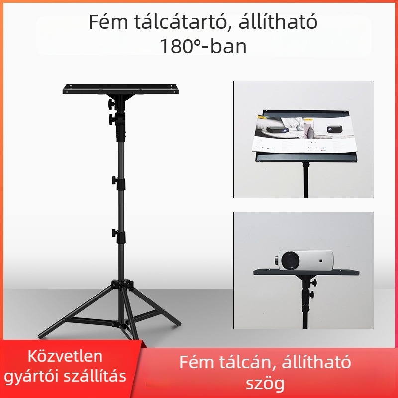 Padlón álló projektor állvány, állítható, multifunkcionális tartóval és tálcával