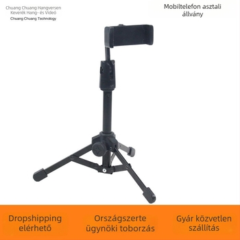 Shadow Fiber E09 Mikrofonállvány – Asztali Tripod Vezeték nélküli és Kondenzátor Mikrofonnal, Telefon-Tartóval