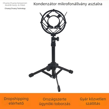 Shadow Fiber E09 Mikrofonállvány – Asztali Tripod Vezeték nélküli és Kondenzátor Mikrofonnal, Telefon-Tartóval