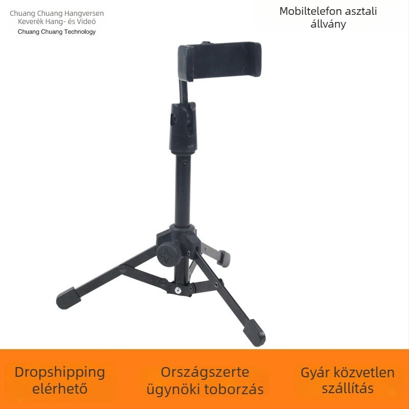 Shadow Fiber E09 Mikrofonállvány – Asztali Tripod Vezeték nélküli és Kondenzátor Mikrofonnal, Telefon-Tartóval