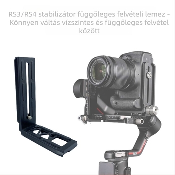 RS3/RS4 L-formájú gyorskioldó lemez függőleges felvételhez, alumíniumötvözet, maximális teher 2 kg alatt, súly 67 g