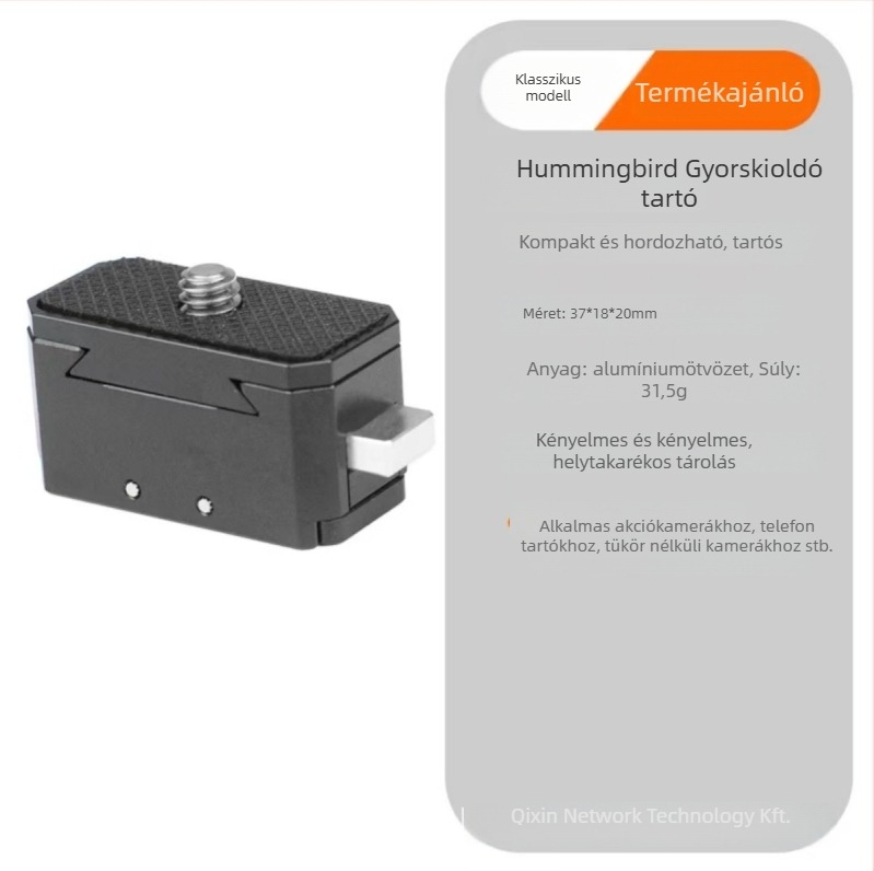 Insta360 X5/X4/X3/X2-hez készült sportkamerás tartozék, Hummingbird gyorskioldó alap, alumíniumötvözet, teherbírás 2–5 kg