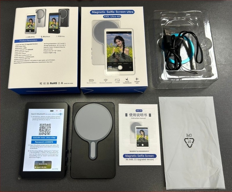Telefonhoz tervezett selfie-képernyő tükröző eszköz mágneses hátsó kijelzővel — T2 Upgrade verzió, iPhone-kompatibilis, PC anyagú, max terhelés 2 kg alatt