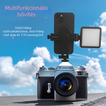 Forgó, több szögben állítható telefon-tartó hideg cipőhöz, DSLR-kamerához, vízszintes és függőleges élő közvetítéshez