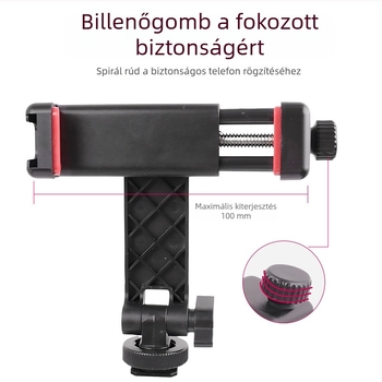 Forgó, több szögben állítható telefon-tartó hideg cipőhöz, DSLR-kamerához, vízszintes és függőleges élő közvetítéshez
