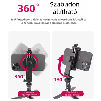 Forgó, több szögben állítható telefon-tartó hideg cipőhöz, DSLR-kamerához, vízszintes és függőleges élő közvetítéshez