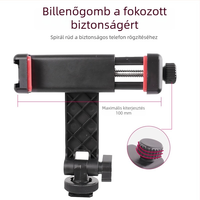 Forgó, több szögben állítható telefon-tartó hideg cipőhöz, DSLR-kamerához, vízszintes és függőleges élő közvetítéshez