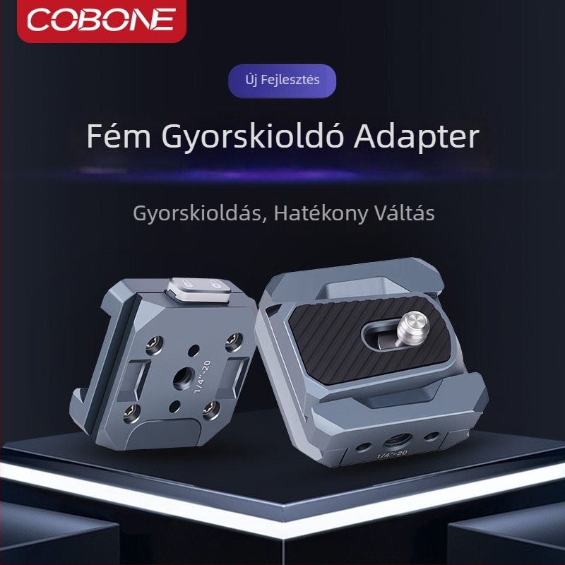 Gyorskioldó alumínium ötvözet alapadapter CQ-2 – mobiltelefonok, tükröző nélküli kamerák és DSLR-ek számára, teherbírás 2–5 kg