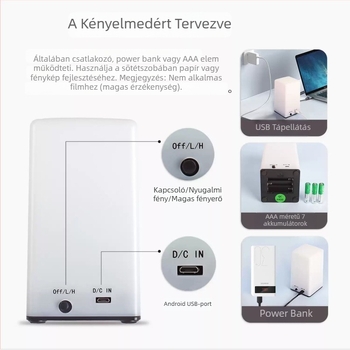 eTone Hordozható sötétkamra lámpa, 635 nm LED, fotópapír és film fejlesztéséhez, Android töltőkábel tartozék