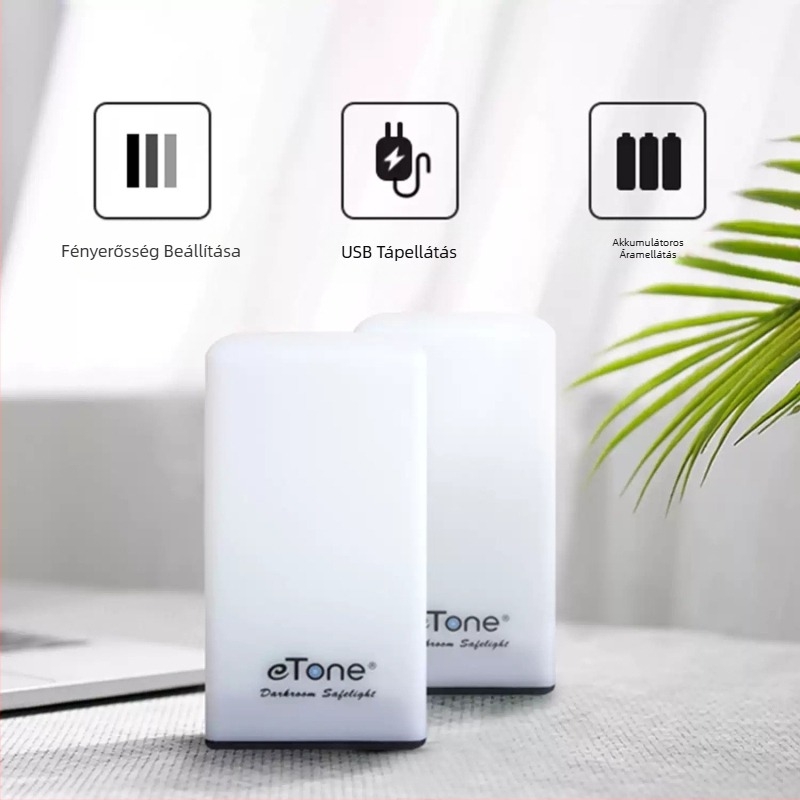 eTone Hordozható sötétkamra lámpa, 635 nm LED, fotópapír és film fejlesztéséhez, Android töltőkábel tartozék