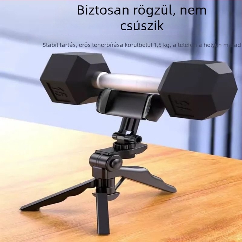 Hordozható telefon-tartó teleszkópos asztali állvánnyal és csipesz fogantyúval szelfihez