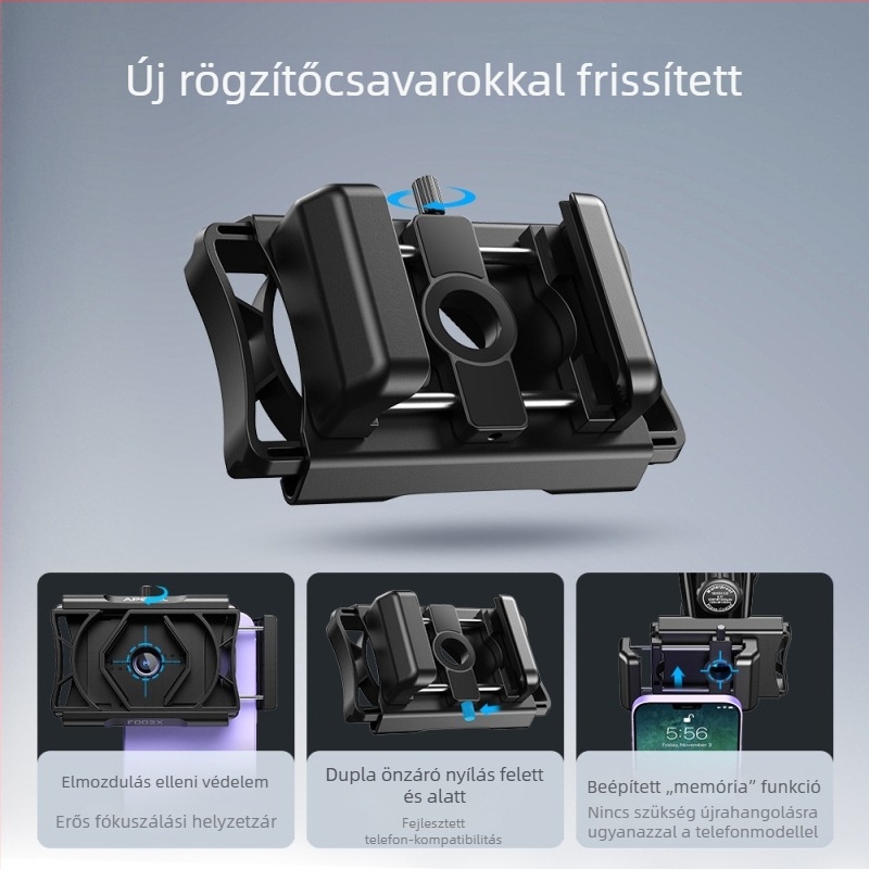 Mobiltelefon clipmikroszkóp APL-F002X; Anyag: ABS + alumínium ötvözet; Maximális teher 2 kg; Kompatibil a legtöbb készülékkel