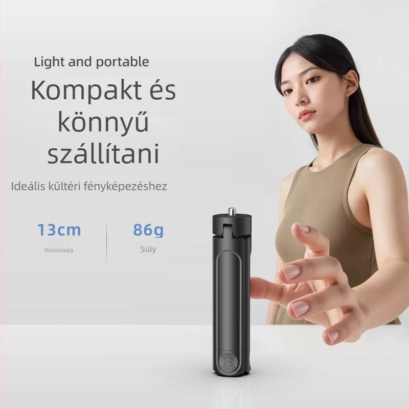 Mini tripod telefonhoz és asztali projektorhoz, ABS anyag, kétfokozatú állítás, terhelhetőség max. 2 kg, súly 95 g, univerzális kompatibilitás