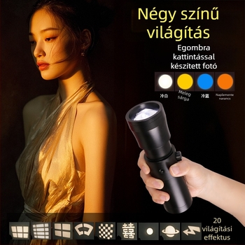 Stúdió világítás - négy színű képalkotó lámpa, alumíniumötvözet test, maximális teher 2 kg, súly 700 g