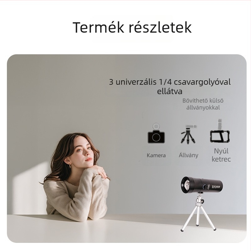 Stúdió világítás - négy színű képalkotó lámpa, alumíniumötvözet test, maximális teher 2 kg, súly 700 g