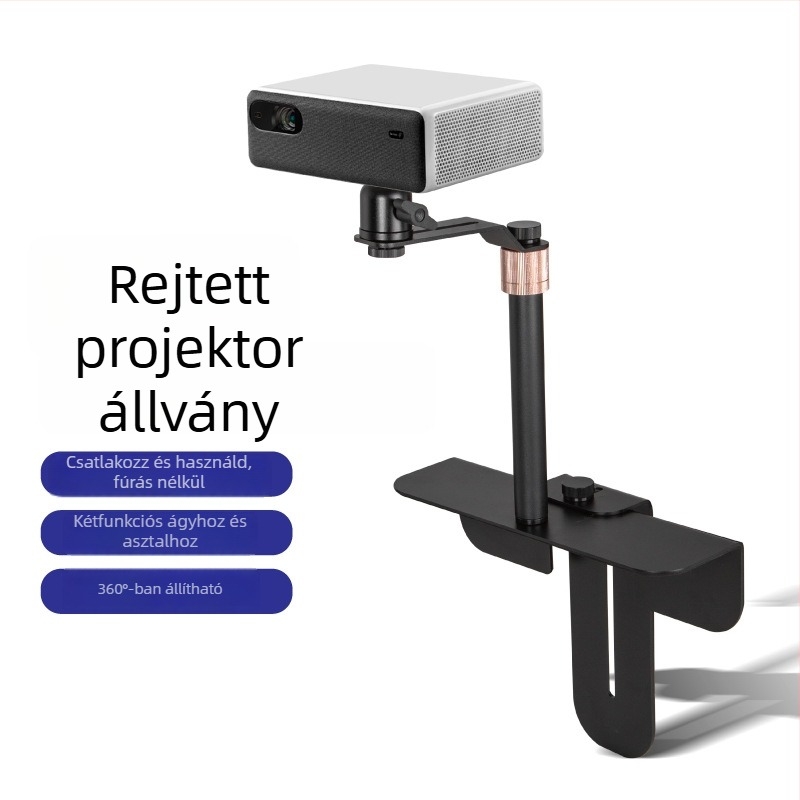 Rejtett projektortartó éjjeliszekrényhez és kanapéhoz, fém Pan-Tilt platform, állítható