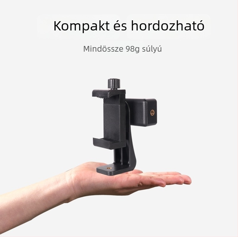 K6 Z009 mobiltelefon klipsz – ABS anyagú forgatható kétoldalas tartó kültéri élő közvetítéshez és utazási selfie-hez (max terhelés 2 kg)