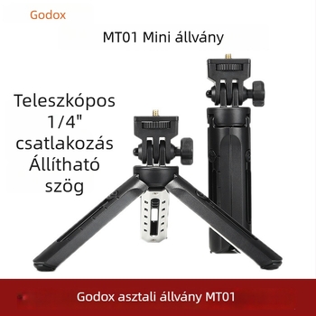 God Cow MT01 mini állvány LED világítással fotózáshoz, szénszálas anyagból, DSLR és tükröző nélküli kamerákhoz
