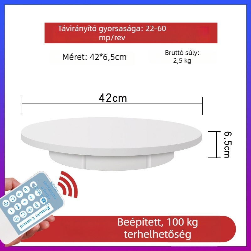 DXG-420 Elektromos forgó bemutatóasztal, ABS anyag, távirányítós sebességszabályozás, álló tárgyak fotózásához és élő termékbemutatókhoz