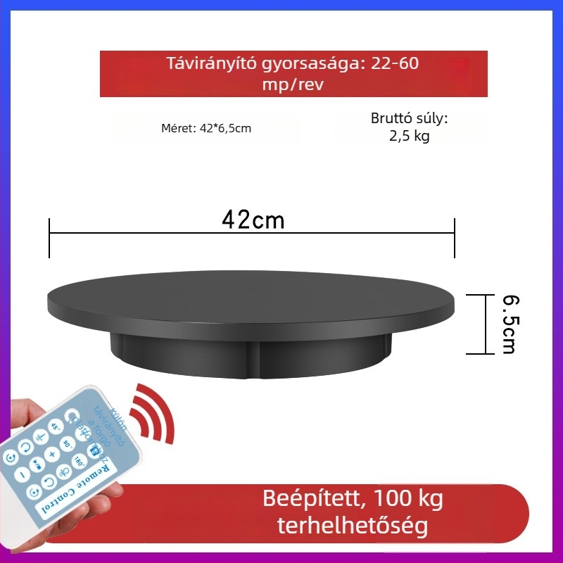 DXG-420 Elektromos forgó bemutatóasztal, ABS anyag, távirányítós sebességszabályozás, álló tárgyak fotózásához és élő termékbemutatókhoz