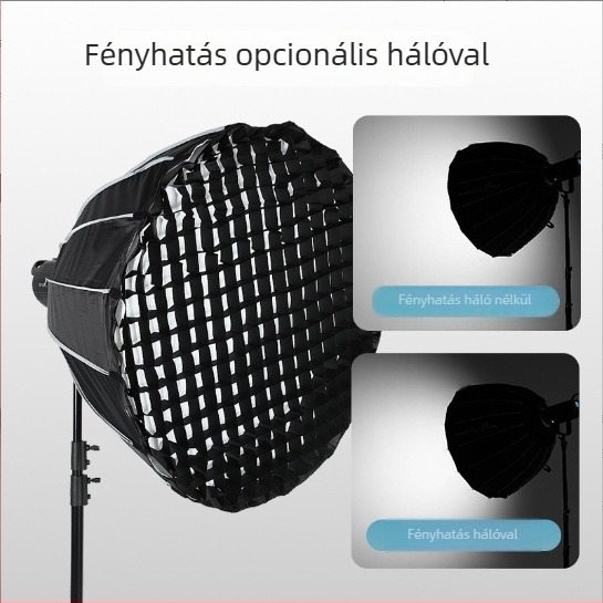 Parabolikus mély softbox lágy fényhez, modell KFT030, anyaga: alumínium ötvözet, max terhelés 2–5 kg, súly 2,1 kg