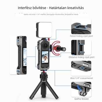 Flymile X5001 Rögzített Adapterklip Insta360 X5-höz, Fém Kerettel és Rabbit Cage Kiterjesztő Bracket