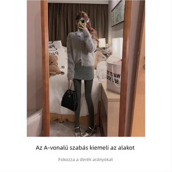 Gyapjú A-vonalú rövid szoknya pöttyös mintával, ősz 2025