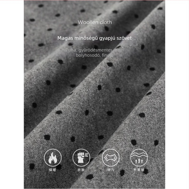 Gyapjú A-vonalú rövid szoknya pöttyös mintával, ősz 2025