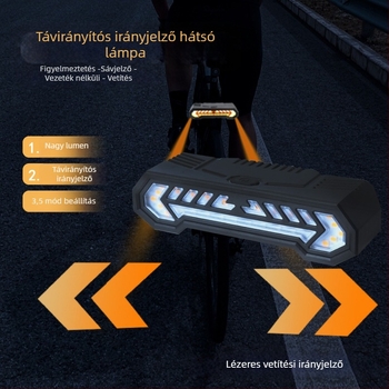Kerékpáros vetítő hátsó lámpa USB-C töltéssel, beépített 1200mAh akkumulátor, pántos rögzítés – bal-/jobb irányjelző éjszakai tekeréshez