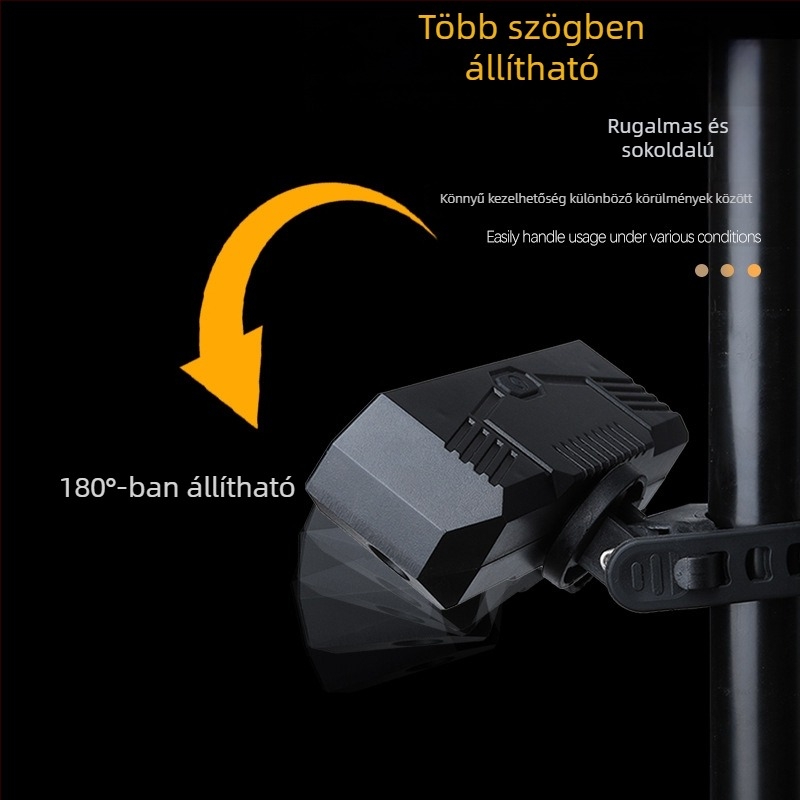 Kerékpáros vetítő hátsó lámpa USB-C töltéssel, beépített 1200mAh akkumulátor, pántos rögzítés – bal-/jobb irányjelző éjszakai tekeréshez