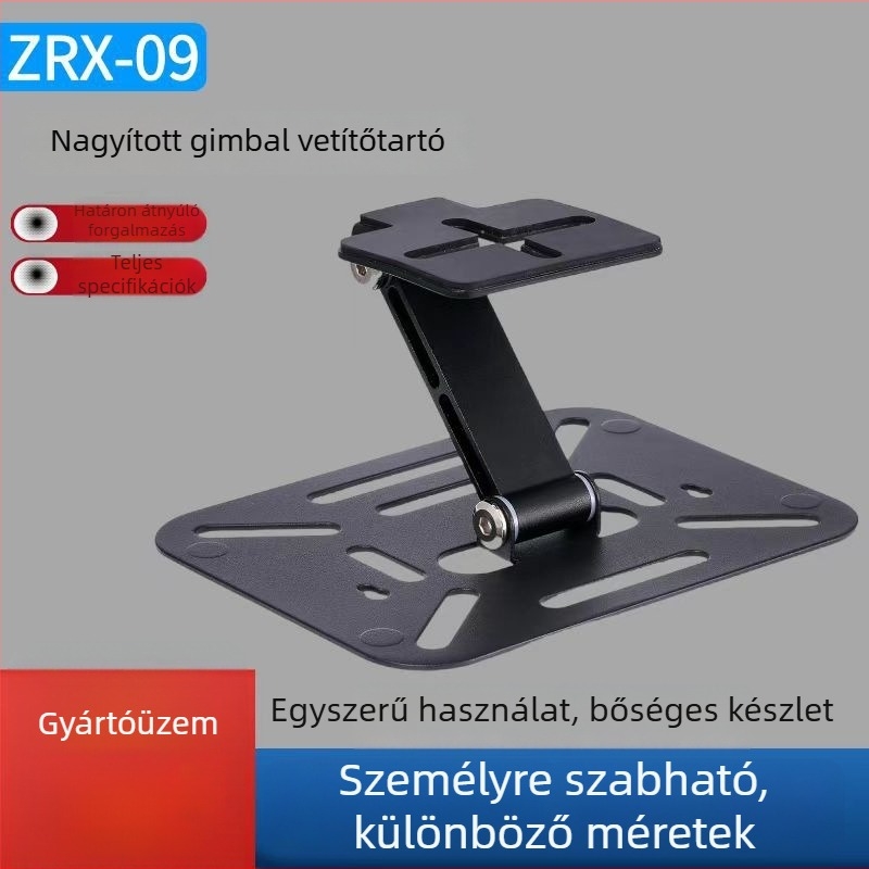 Projektor tartó összecsukható fém pan-tilt fejjel, 180°-os forgás, három az egyben: asztali, falra szerelhető és mennyezeti