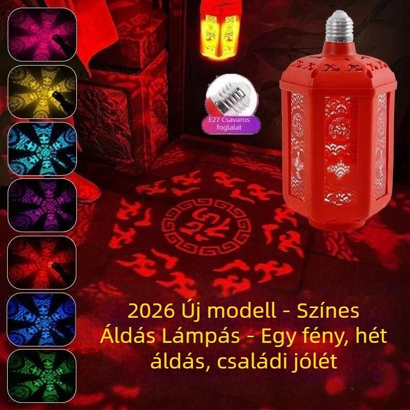 Függő lámpa – Seven-Color Blessing Lantern, E27, 220V, IP43