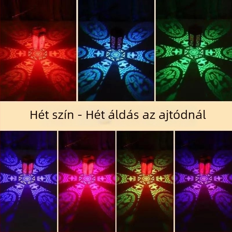 Függő lámpa – Seven-Color Blessing Lantern, E27, 220V, IP43