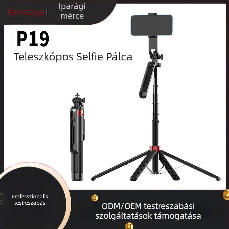 Bluetoothos selfie bot tripod, összecsukható, ABS + alumínium ötvözet, univerzális