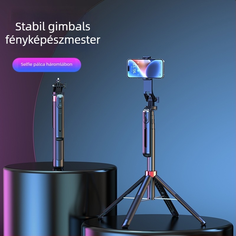 Bluetoothos selfie bot tripod, összecsukható, ABS + alumínium ötvözet, univerzális