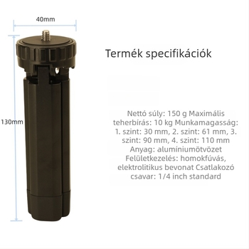 Vetítő stabilizáló háromlábú állvány alumínium ötvözetből, univerzális, rezgéscsillapító funkció, négyfokozatú állítható