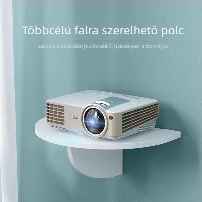 Fali szerelésű, lyukmentes műanyag tárolóállvány projektorhoz, telefonhoz és routerhez