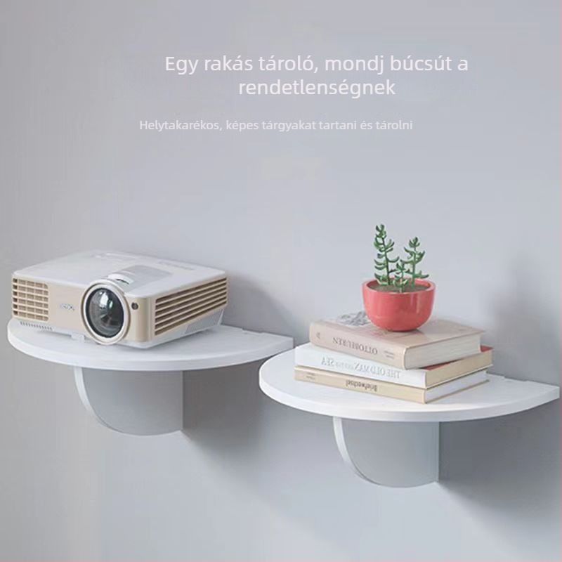Fali szerelésű, lyukmentes műanyag tárolóállvány projektorhoz, telefonhoz és routerhez
