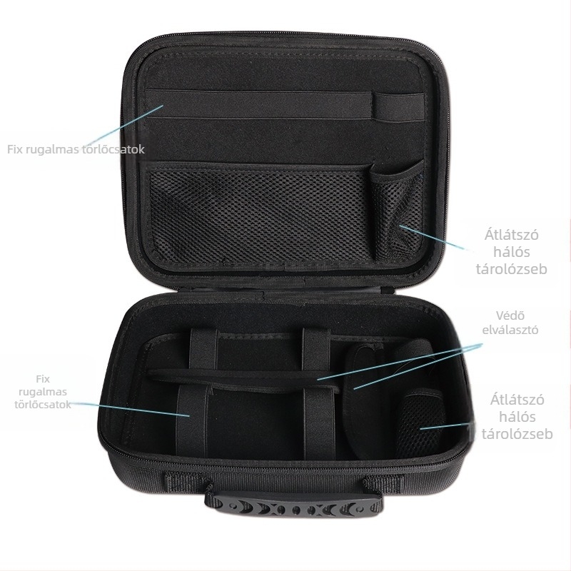 Multifunkcionális tároló táska digitális kiegészítők és projektor számára — Oxford anyag + EVA merev héj; teherbírás 15 kg; gyártás forrópréselés + varrás