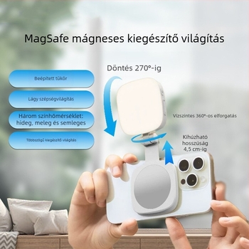 Telefon mágneses kitöltő fény és állvány, élő közvetítéshez, szelfihez, smink-tükörhöz, kompakt szépségfény, fotózási állvány