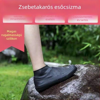Szilikonból készült vízálló cipővédők, vastított, csúszásmentes, kopásálló, mosható, fejlesztett változat; márka BH, nyomtatott logóval, testre szabható, egyszerű stílus